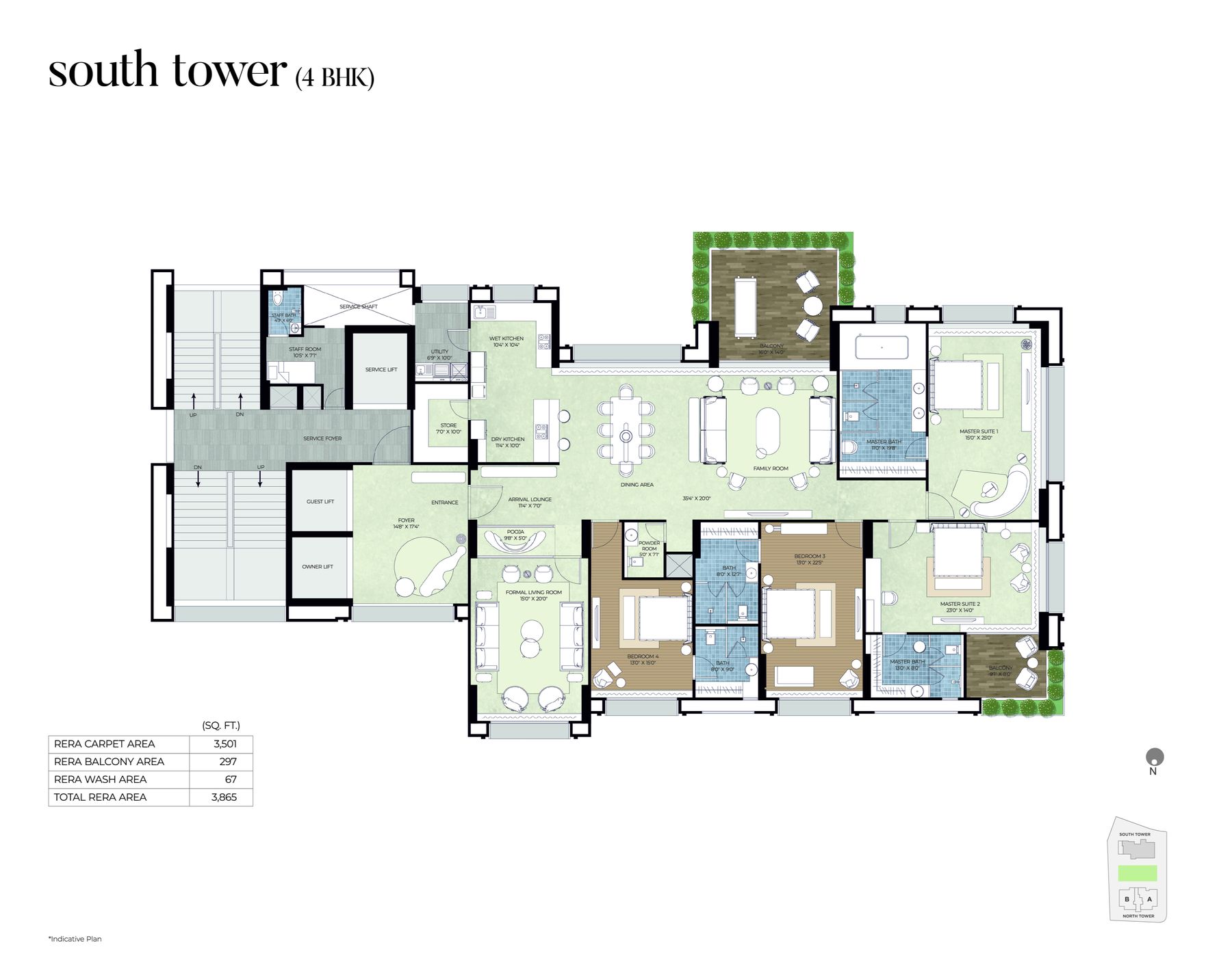 The Storeys Golf Coast — South Tower 4 BHK Plan